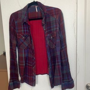 *Free Gift W Purchase* Free people plaid. Size large.